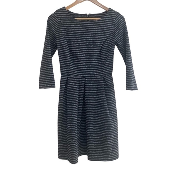 Merona 3/4 length sleeve black and gray striped fit and flare dress Size XS - Picture 1 of 7